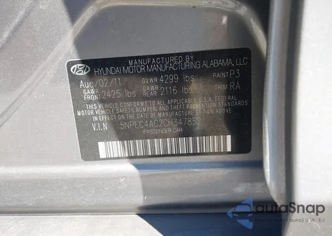 2012 Hyundai Sonata Limited from USA, damaged, VIN 5NPEC4AC2CH347852